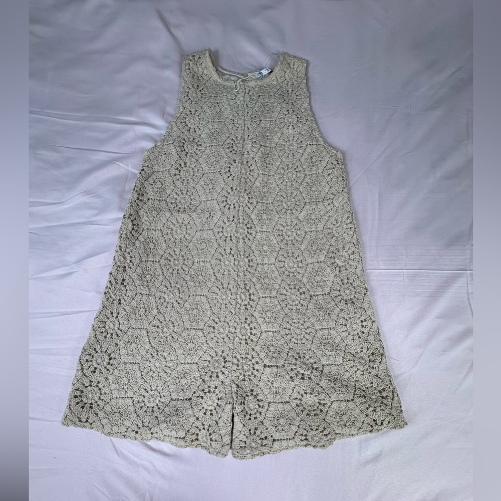 Zara Beige Floral Lace Blouse - Picture 2 of 9